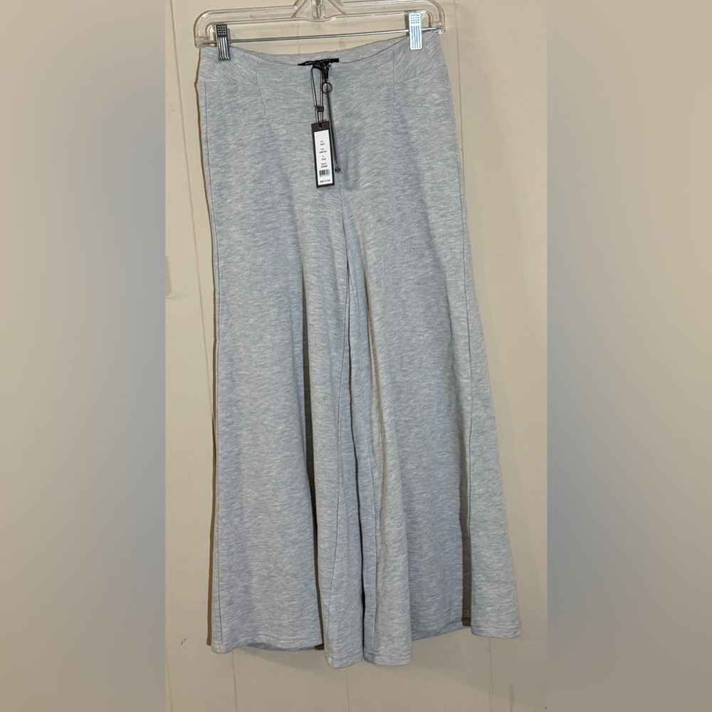 Romeo & Juliet Couture Heather Gray Wide-Leg Zip-up Pants